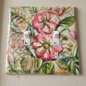 Couvercle d'interrupteur vintage peint à la main – Plaque murale florale shabby chic, Cottagecore Decor Canada