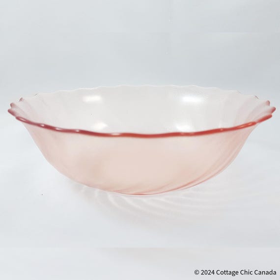 Arcoroc Rosaline Frosted Pink Glass Swirl Cereal Fruit Bowl