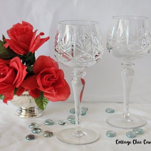 Elegant Hock Wine Glasses Vintage 80's Crystal Glassware Free Shipping image 1