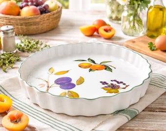 Royal Worcester Evesham Vale Quicheform – Geriffeltes Porzellan, Baker England