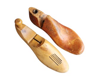 Vintage Wooden Shoe Tree Stretcher Forms, Rustic Home Decor For Cabin, Library, Office or Den
