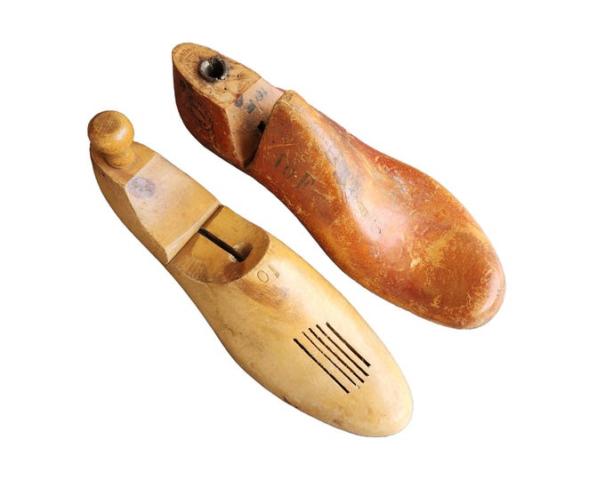 Vintage Wooden Shoe Tree Stretcher Forms, Rustic Home Decor For Cabin, Library, Office or Den
