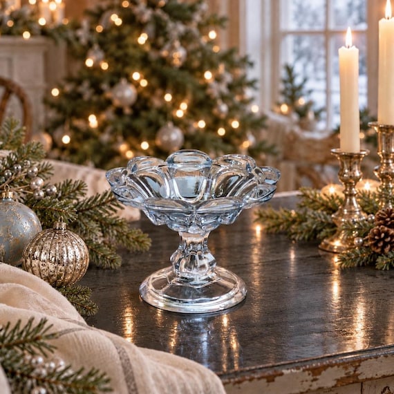 Antique McKee & Brothers Leaf Flint Glass Compote, EAPG Victorian Open Pedestal Bowl, c.1860s