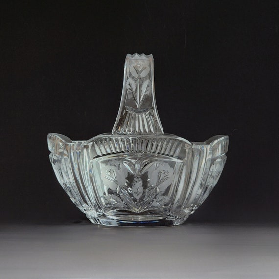 Polonia Crystal Flower Basket - Vintage Mid Century Home Decor