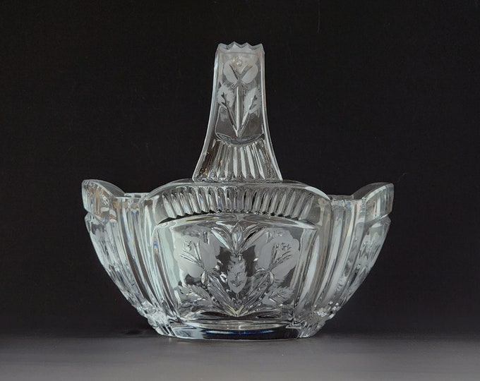 Polonia Crystal Flower Basket - Vintage Mid Century Home Decor