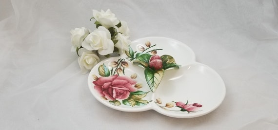 Lefton ESD Japan Rose Bud Ceramic Candy Dish, Vintage Shabby Chic