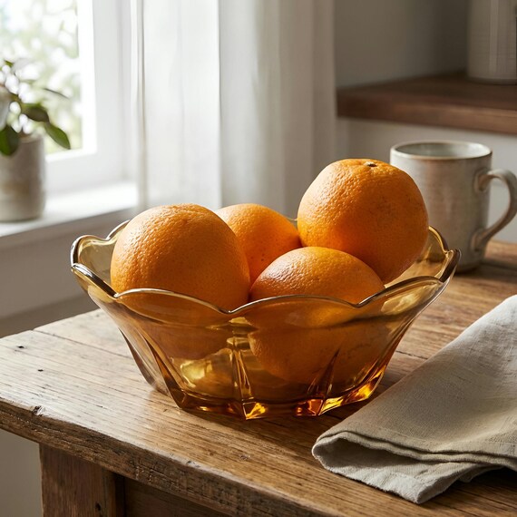 Vintage Anchor Hocking Amber Serving Bowl – Swedish Modern Mid Century USA