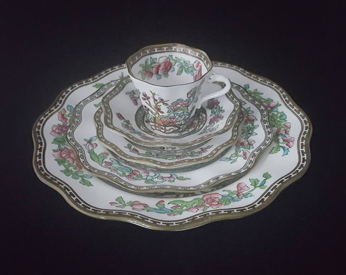 Coalport Indian Tree 5 Pc Place Setting, Fine Bone China Dinnerware Tea Set
