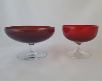 2 Mid Century Cocktail Margarita Glasses! Beautiful Colored Glassware! Space Age Design!