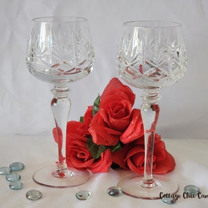 Elegant Hock Wine Glasses Vintage 80's Crystal Glassware Free Shipping image 7
