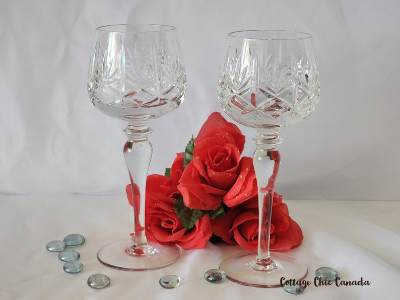 Elegant Hock Wine Glasses Vintage 80's Crystal Glassware image 7