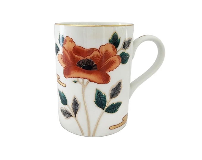 Fitz & Floyd Fleur et Nuages Poppy Coffee Mug, Vintage Fine Porcelain Dinnerware