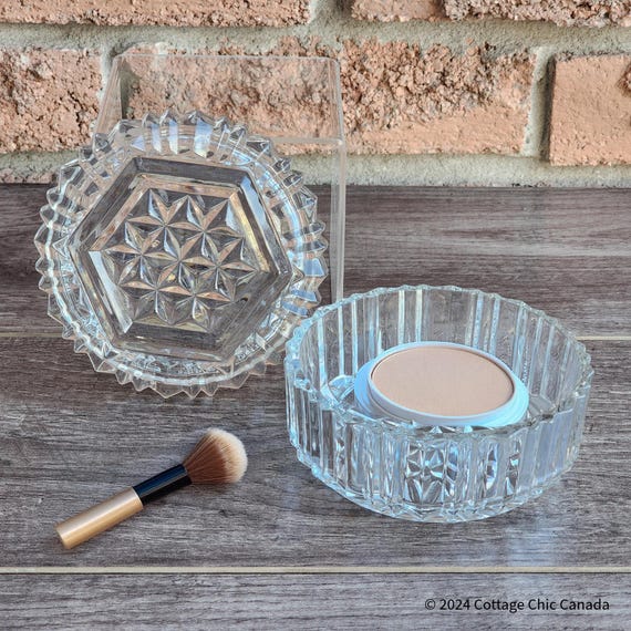 Anchor Hocking Glass Powder Box, Candy Dish, Jewelry Trinket Holder