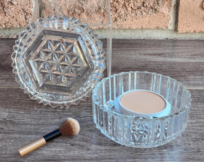 Anchor Hocking Glass Powder Box, Candy Dish, Jewelry Trinket Holder