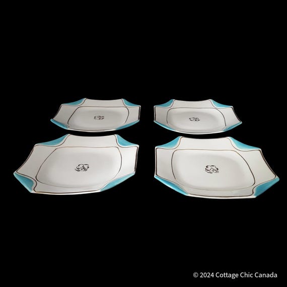 Antique Sampson Bridgwood & Son Plates: Victorian Earthenware with Gold Cloverleaf, 1882