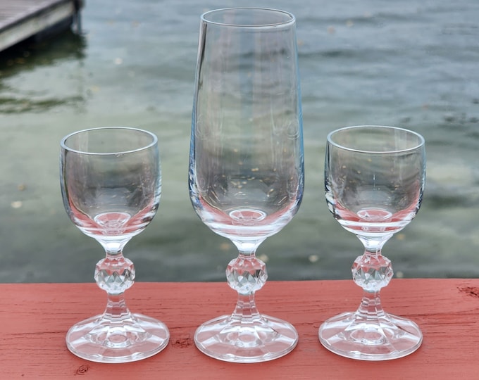 Claudia Bohemia Crystal Stemware Set – Champagne Flute and Two Cordial Glasses