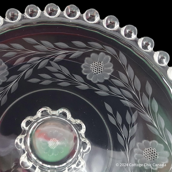 Hughes Cornflower Centerpiece Bowl – Imperial Glass Candlewick Beaded Edge Etched Crystal, USA & Canada