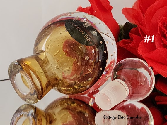 Hand-Blown Amber Perfume Bottle with Bubble Design – … - Gem