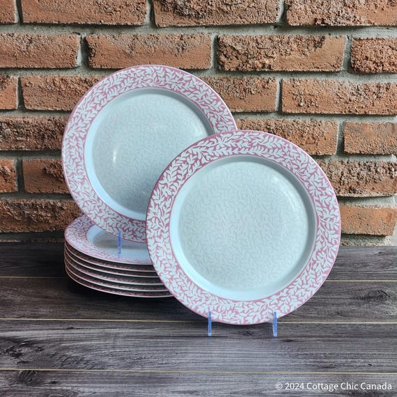 Vintage Scandinavian Dansk Trellis Rose 11" Dinner Plates, Set of 8