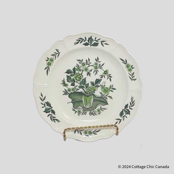 Wedgwood Green Leaf Salad Plates Pair – Mid Century Stoneware England