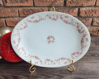 A Pretty Oval Serving Tray from the 1930s! Antique Platter Made by Adolf Persch in the Bridal Rose Pattern!