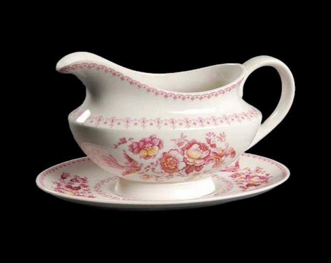 Royal Doulton Phoenix Pink Fine Bone China Gravy Boat & Underplate
