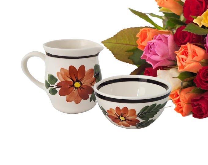 Toni Raymond Pottery Floral Creamer and Sugar Bowl Set
