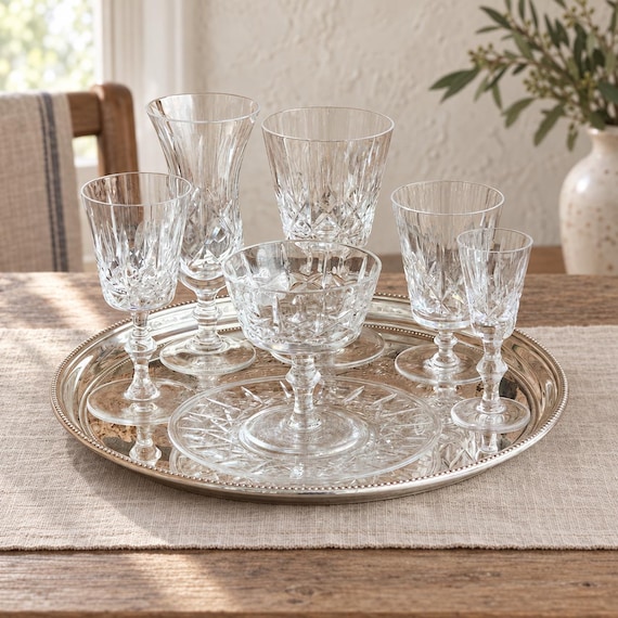 Vintage Clara Cross and Olive Crystal Stemware Imperial Glass Goblets Sherbets Wine Cordials Choice