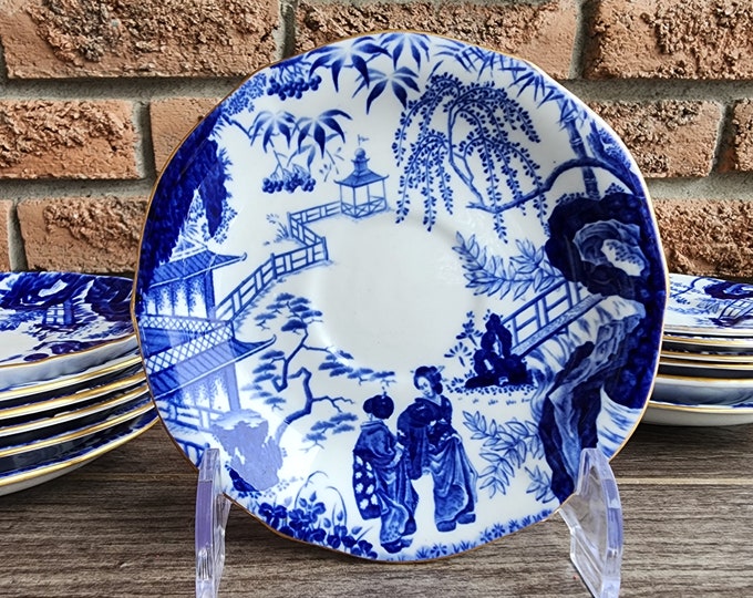 Royal Crown Derby Mikado Blue Bone China Saucer