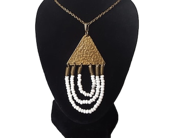 Aztec Style Pendant Necklace with Cool Retro Vibe Beachy Boho Surfer Theme