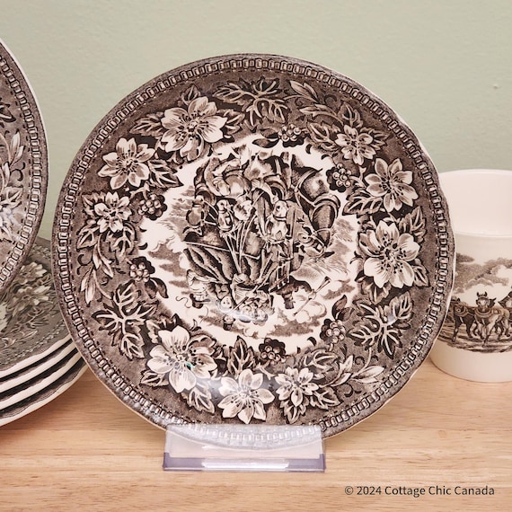 Royal Tudor Ware Coaching Taverns Brown Transferware Saucer – Staffordshire England