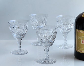 Mid Century Crystal Cordial Glasses for After Dinner Liqueurs, Set of 4