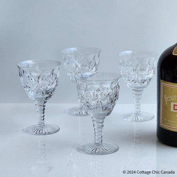 Mid Century Cordial After-Dinner Liqueur Glasses – Set of 4, Vintage Crystal Stemware Beehive Stem