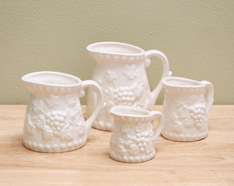Enesco Japan Measuring Cup Pitcher Set with Embossed Grape Design