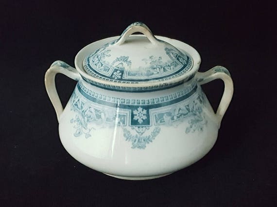 Upper Hanley Fresco Sugar Bowl - Antique, Art Nouveau, Victorian