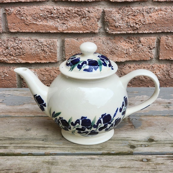Wakefield Spongeware Teapot – Hand Decorated English Pottery Mid Century Vintage Country Kitchenware England