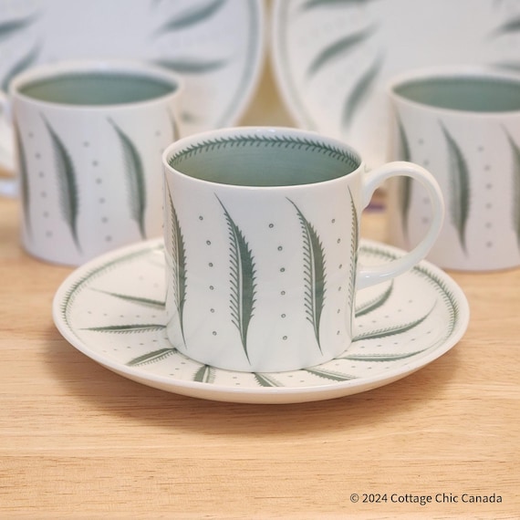 Susie Cooper Green Fern Demitasse Cup and Saucer – Vintage Mid Century England