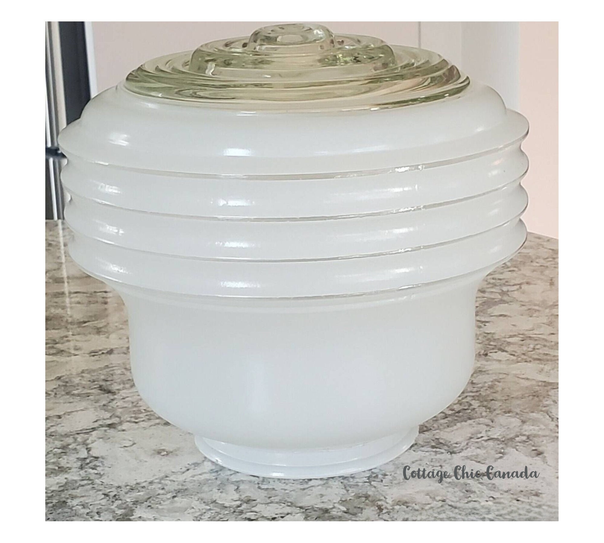 Art Deco Glass Ceiling Light Shade Large 7.5 X 8 Etsy