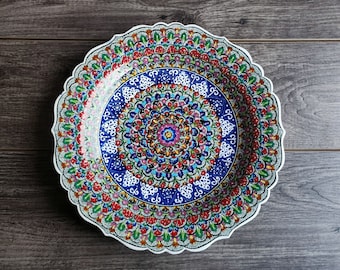 Vintage Handcrafted Turkish Pottery Art Wall Plate