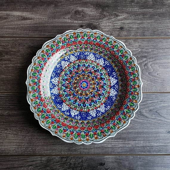Vintage Handcrafted Turkish Pottery Art Wall Plate