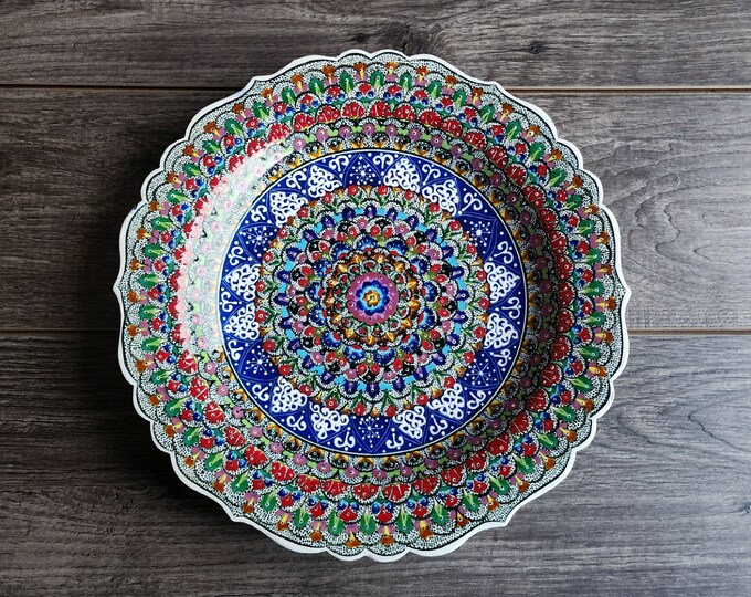 Vintage Handcrafted Turkish Pottery Art Wall Plate
