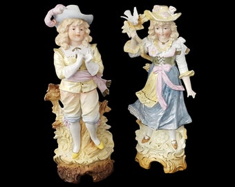 Unger, Schneider & Cie Handcrafted Bisque Porcelain Figurines - Antique 1870's