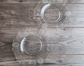 W.J. Hughes Cornflower Etched Luncheon Side Plates - Cambridge Glass, 9" Vintage, Set of 2