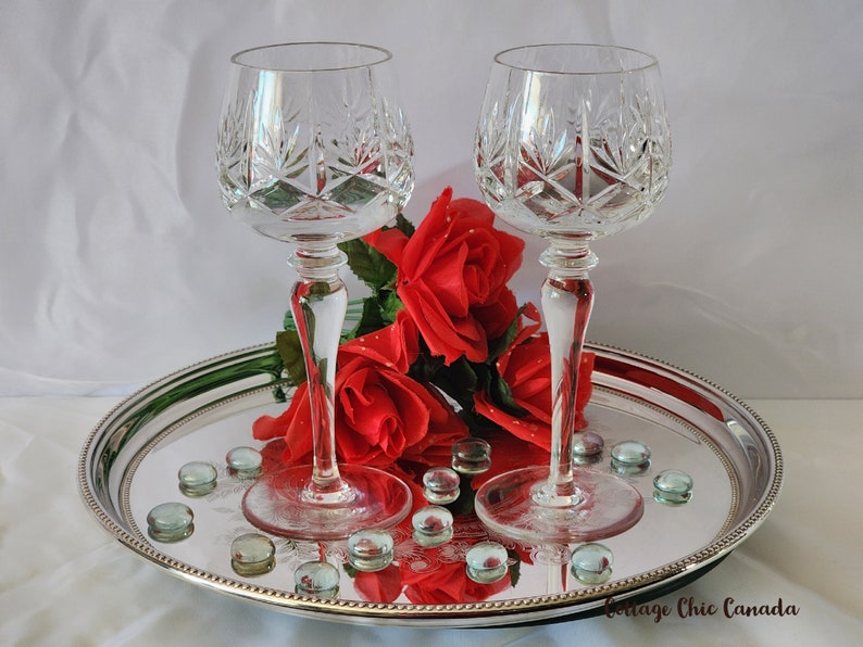 Elegant Hock Wine Glasses Vintage 80's Crystal Glassware image 2