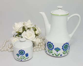 Fun and Whimsy Tea Coffee Pot and Sugar Bowl Made in Japan
