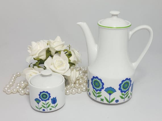 Fun and Whimsy Tea Coffee Pot and Sugar Bowl Made in Japan