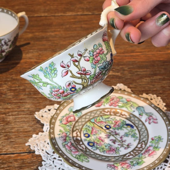 Coalport Indian Tree Teacup and Saucer Set – Victorian English Fine Bone China