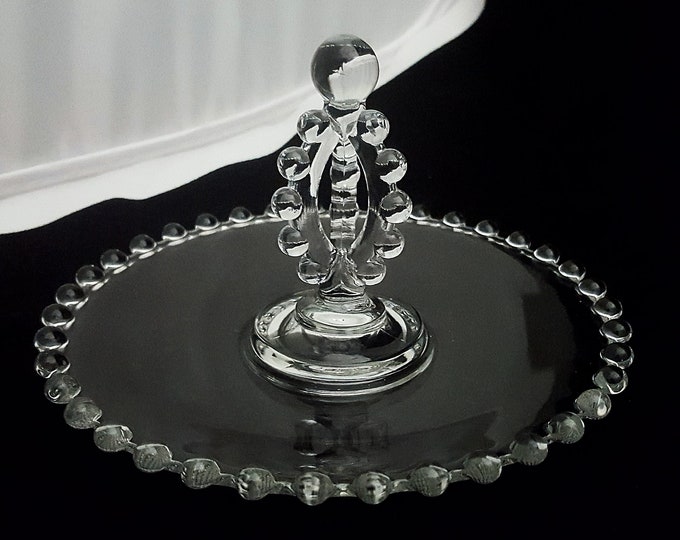 Imperial Glass Candlewick Lemon Mint Tray with Center Handle, 5 3/4" Vintage