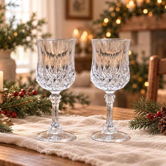 Cristal d'Arques Longchamp (Clear) Durand Water Goblets, French Lead Crystal Stemware (Set of 2)
