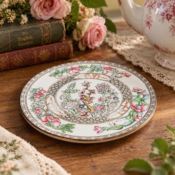 Antique Coalport Indian Tree Teapot Trivet Rare Victorian English China 1891–1919